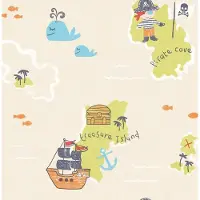 Dutch Wallcoverings papierbehang piraten - beige/oranje
