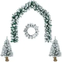 vidaXL - Mini-kerstbomenset - 60 - cm - PVC - Groen - en - Wit
