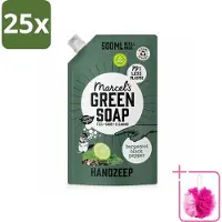 Marcel's Green Soap 25 x - Handzeep - Bergamot & Black Pepper - Natuurlijke verzorging - 500 ml - Bulkverpakking - Handzeep navulling - Douchemop - Biologisch afbreekbaar