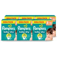 Pampers 6 x – Luiers – Baby Dry Maat 3 – 150 Luiers - Voordeelverpakking - 6 stuks