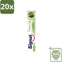 Signal 20 x - Integral & Actions - Tandpasta - Natuurlijke Kruiden - Gerecyclede Verpakking - 75 ml - Wasstrips - Tandpasta - Natuurlijke Kruiden - Fluoride - Tandbederf - Tandplak