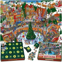 Merkloos Adventskalender Puzzel - 24 Dozen 1008 Stuks - Meerkleurig