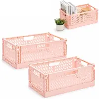 Merkloos Set van 2 Vouwbare Opbergdozen in Roze