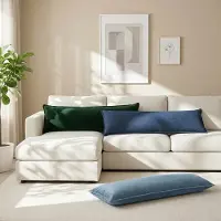 vidaXL Kussensloop 2 st HOUTEN Jeans Blauw 40 x 145 cm Faux Linnen