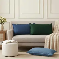 vidaXL Kussen met kussen HOUTEN 2 st Donkergroen Faux Linnen