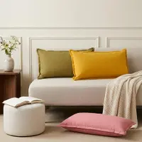 vidaXL Kussensloop 12 st HOUTEN Licht Geel 40 x 80 cm Faux Linnen