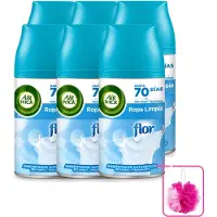 Air Wick 6 x - Luchtverfrisser Navulling - Bloem & Fris - Automatische Spray - 250 ml - Bulkverpakking - Luchtverfrisser bloem en fris - Douchemop - Geur in huis