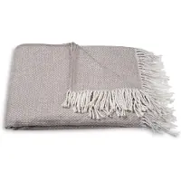 Atmooz Plaid Twilight – 150x200cm – Taupe – Katoenmix – Met Franjes