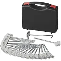 Proplus Tentharingen 20cm - Schroefbaar Metaal - Kunststof Haak - 20 Stuks met Koffer