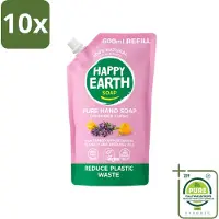 Happy Earth 10 x – Handzeep Navulling – 100% Natuurlijk Lavender Ylang – 600 ml - Grootverpakking - Vaatwasstrips - Natuurlijke Handzeep - Navulverpakking - Lavendel - Ylang - Vegan Handzeep