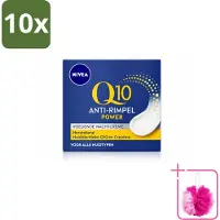 Nivea 10 x - Nachtcrème - Q10 POWER Anti-Rimpel - Voor alle huidtypen - Met Q10 & Creatine - 50 ml - Bulkverpakking - Anti-rimpel crème - Douchemop - Nachtcrème
