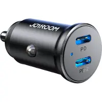 JOYROOM 30W Mini Autolader - Dual Port 2x USB-C Snellaadpoorten - Zwart