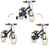 Deryan Luxe Kinderfiets 14 inch - 3 in 1 - loopfiets Blauw