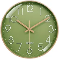 OEM Wandklok - Geluidsloos - Geschikt voor keuken en thuiskantoor - Olijfgroen - Diameter 20 cm