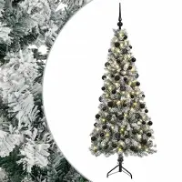 vidaXL Kunstkerstboom met kerstbal 180 cm 300 LED's Warmwit