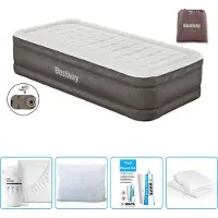 OEM Enkelbed - 97 x 191 x 46 cm - Bruin - Met pomp, beddengoed, kussen, kussensloop en reparatieset