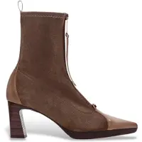 Hispanitas Dames Taupe leren enkellaarsjes Bangkok (39), Leer, 3 tot 5 cm, Ritssluiting, Casual HI265085