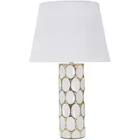 Mauro Ferretti Tafel lamp Glam, model Carv, E27, diameter 34,5 cm, hoogte 56 cm, wit en goud