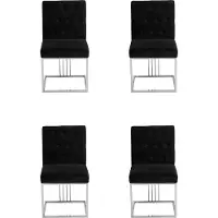 AEA Schwarzer 4x Stühle Lehnstuhl Designer Esszimmer Möbel Essstühle Edelstahlstuhl