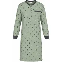 Comtessa Comte - Heren Nachthemd Lange Mouw – Groene Print – 100% katoen - maat XXL