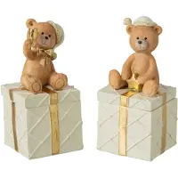 J-Line Beer met cadeau - polyresin - camel - assortiment van 2