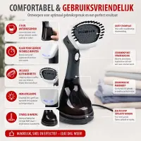 Alpina Kledingstomer PG2006 - Opvouwbaar Stoomapparaat Kleding - Handstomer met 170 ml Waterreservoir - Stomer met Afneembare Borstel - Steamer 1500W