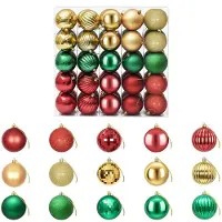 vidaXL - Kerstballenset - 50 - st - Rood, - goud - en - groen - 8 - cm - Polystyreen