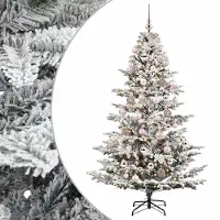 vidaXL Kunstkerstboom met kerstbal 210 cm 300 LED's Warmwit PE & PVC