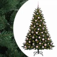 vidaXL Kunstkerstboom met kerstbal 210 cm 300 LED's Warmwit