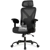 UEV Ergonomische Bureaustoel, tot 220 kg, Gamingstoel, Schommelfunctie, Zwart