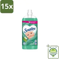 Soupline 15 x - Wasverzachter - Aloë Vera - 56 Wasbeurten - 1.3L - Grootverpakking - Vaatwasstrips - Wasverzachter Aloë Vera - Frisse Geur - Zachte Kleding - 14 Dagen Frisheid - Natuurlijke Geur
