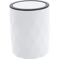 Tendance Badkamer prullenbak Diamond - wit - kunststof - 8 x 34 cm