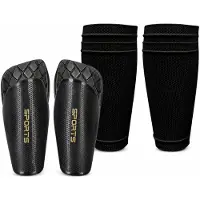 Suotu Scheenbeschermers Voetbal - Shin Pad Sleeve - Lichtgewicht Shin Guards voor Kinderen en Jeugd - Maat M - Zwart