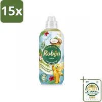Robijn 15 x – Wasverzachter – Kokos Sensation – 765 ml - Wasstrips - Wasverzachter Kokos - Wasverzachter Fris - Wasverzachter Tropisch - Wasverzachter Voor Kleding - Wasverzachter Voor Beddengoed