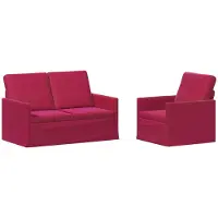 vidaXL - Bankstel - 2 - pcs - Wijnrood - fluweel