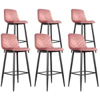 DS4U - Gaby barkruk 75 cm - Set van 6 - Roze - Velvet