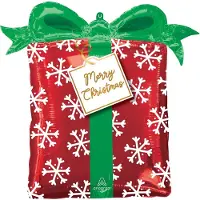 Amscan - Folieballon - Kerst Cadeau - 63x63 cm - Leeg - 1 Stuks.