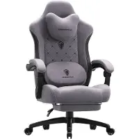 Dowinx Ergonomische Bureaustoel / Gamingstoel – Met verwarmde massage lendensteun – Met zakveer kussen en voetsteun – 150 kg draagvermogen – Grijs – Voor gamen en werken – Afmetingen – PU-leer – Grijs