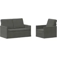 vidaXL - Bankstel - 2 - pcs - Donkergrijs - Corduroy - stof