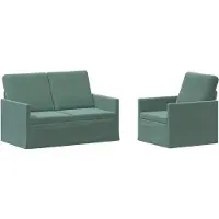 vidaXL Bankstel 2 pcs Zeegroen fluweel