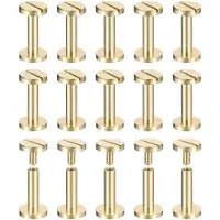OEM 25 koperen Chicago-schroeven, 15x10 mm, platte kop, geschikt voor leer