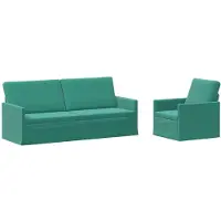 vidaXL - Bankstel - 2 - pcs - Turquoise - fluweel