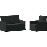 vidaXL - Bankstel - 2 - pcs - Zwart - fluweel