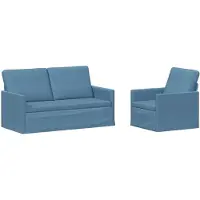 vidaXL Bankstel 2 pcs Blauw Corduroy stof
