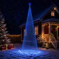 vidaXL - LED - kerstboom - 500 - cm - 1524 - LED's - Blauw - Staal - Zwart