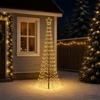 vidaXL Spiraalvormige led-kerstboom met grondpen EKENAS 180 cm