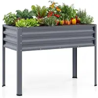 Merkloos Omgoods - Verhoogde Plantenbak van Metaal 112 x 55 x 81 cm met Drainagegaten