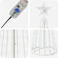 vidaXL Led-kegelkerstboom 180 cm 250 LED's Koel wit Staal Wit