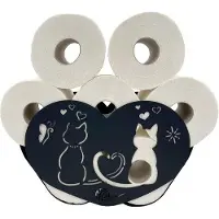 Unyqoos Famanu toiletrolhouder, kat, vrijstaand, modern design, gemaakt van duurzaam metaal, zwarte poedercoating