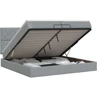 vidaXL Ottoman bed met matras Lichtgrijs 200 x 200 cm Stof